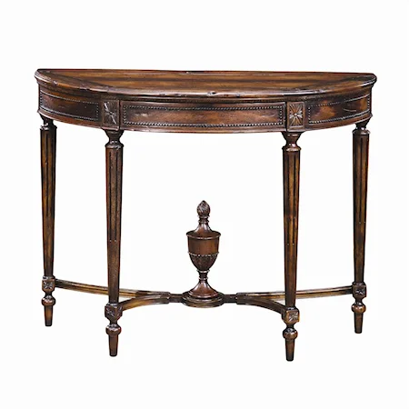 Traditional Antiqued Wood Bowfront Sofa Table